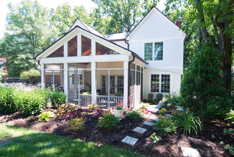 screened in back porch addition on traditional style DC home
