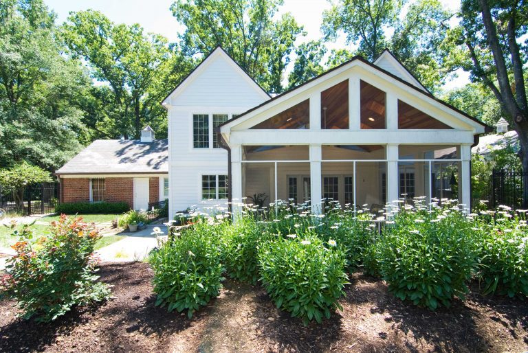 screened in back porch addition on traditional style DC home