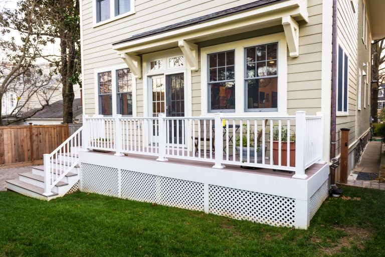 back deck addition craftsman home with french doors stairs to yard