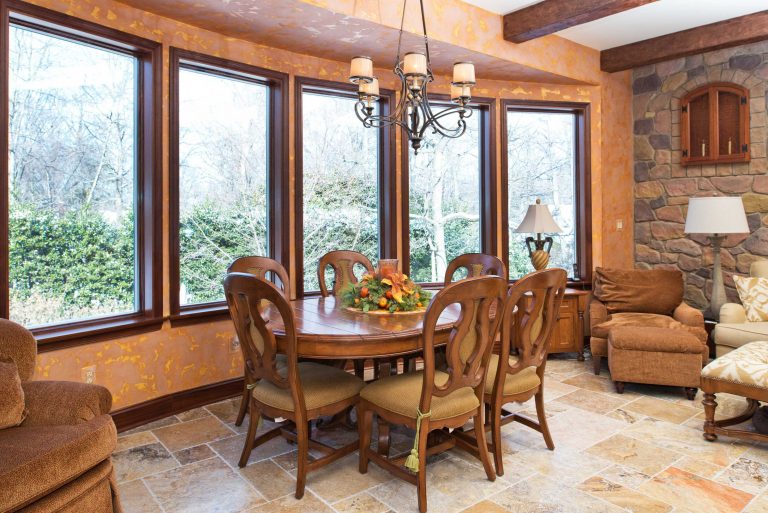 virginia home kitchen remodel warm colors stone features exposed wood beams