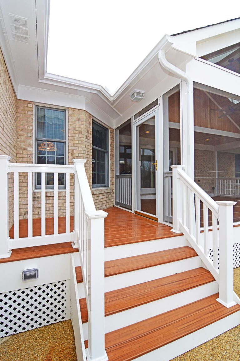 back porch addition stairs leading to yard