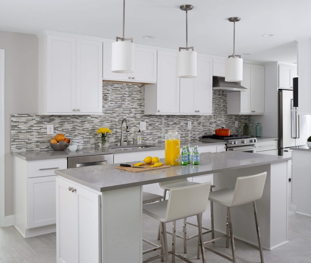 All gray kitchen with island