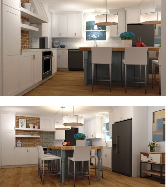 Different shots of 3D kitchen rendering