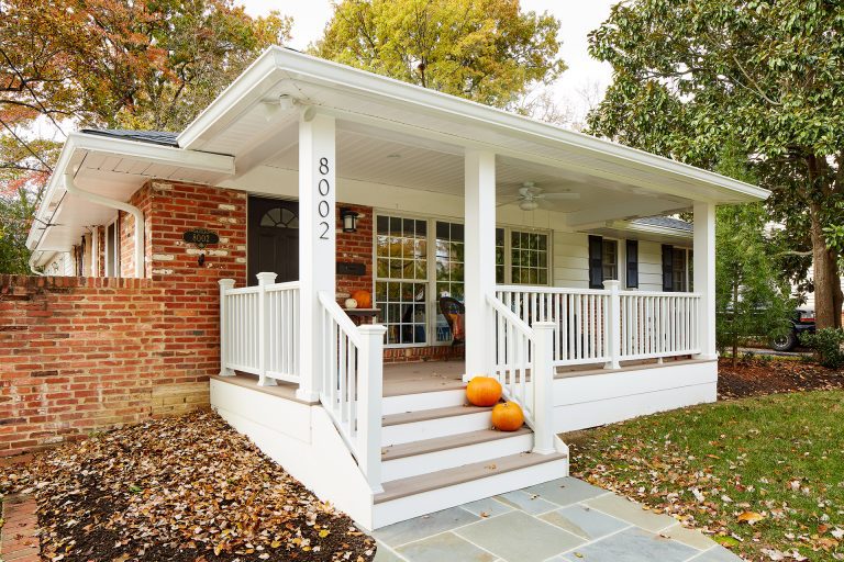 traditional one story virginia home covered front porch addition