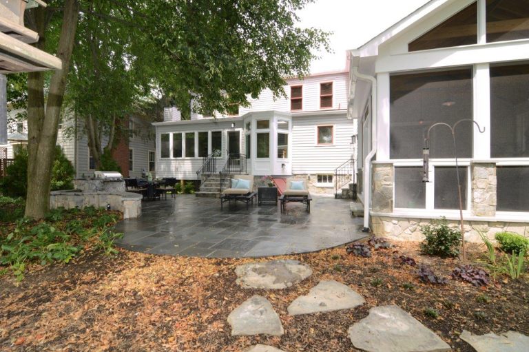 flagstone patio off of screened in porch