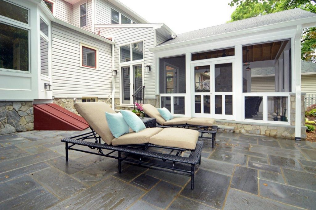 flagstone patio off of screened in porch