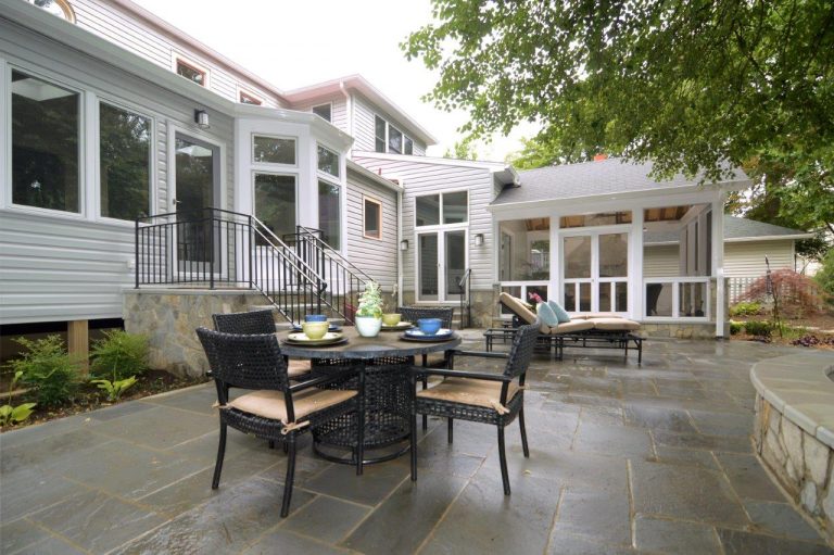 flagstone patio off of screened in porch