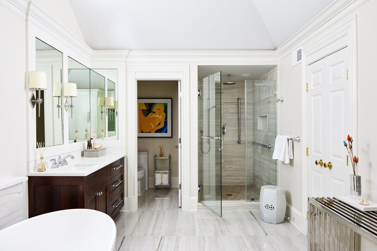 master bathroom remodel in Virginia with separate shower and toilet