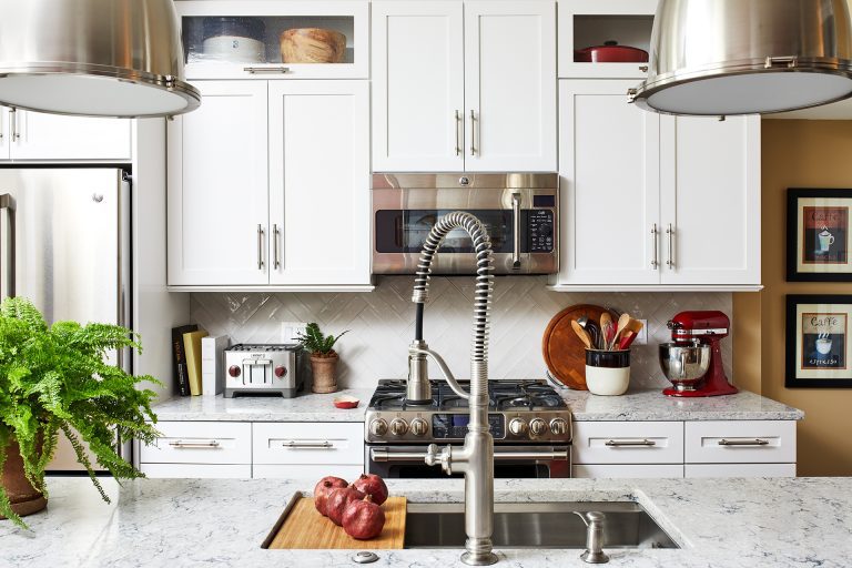 kitchen remodeling dc with prep sink on island with built in cutting board