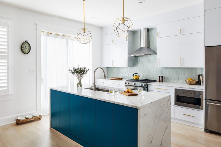 blue and white kitchen remodel washington dc