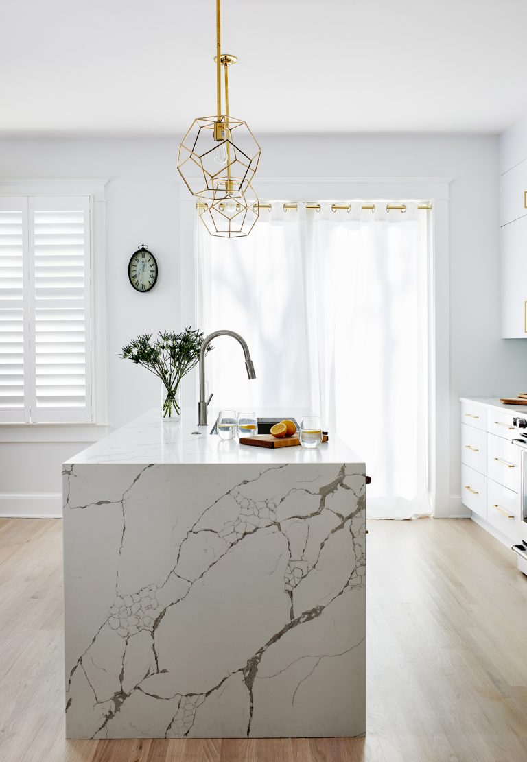 Modern white and gold kitchen