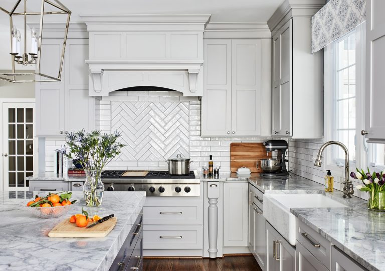 traditional design kitchen with white hood range