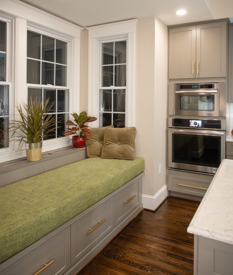 window seat offers prime seating in breakfast nook