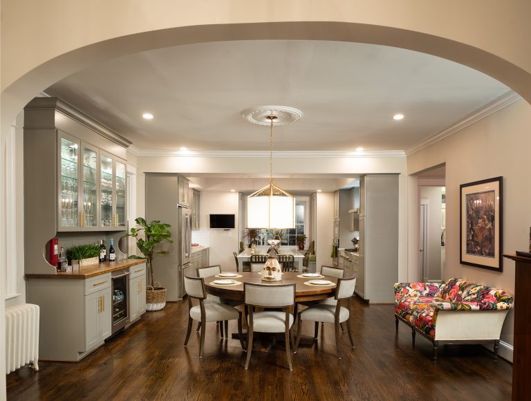 kitchen entrance with wide open arched doorway